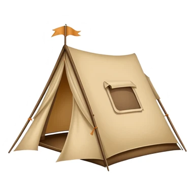 Large camping tent made of felt texture, scrapbooking style, transparent background sticker