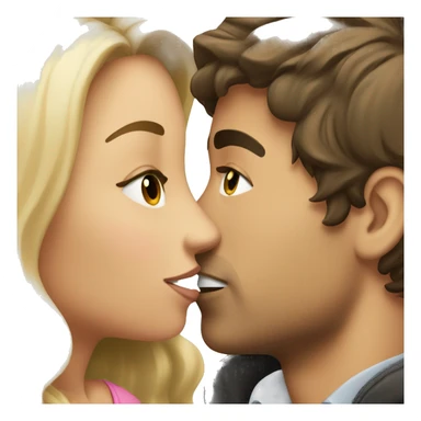 Brunette girl kissing blond guy sticker