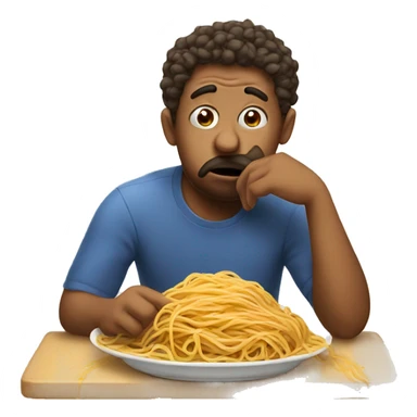 Sad face emoji eating spaghetti  sticker