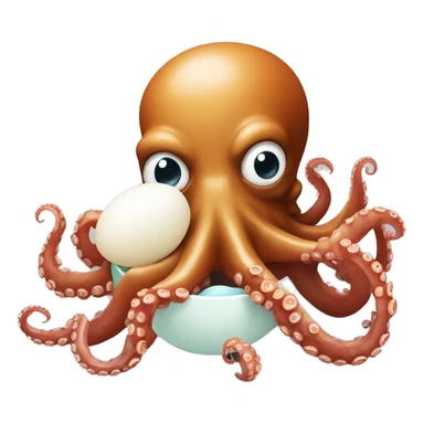 an octopus eating an egg sticker