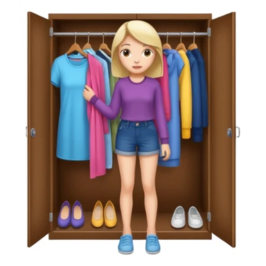 girl picking clothes from closet sticker