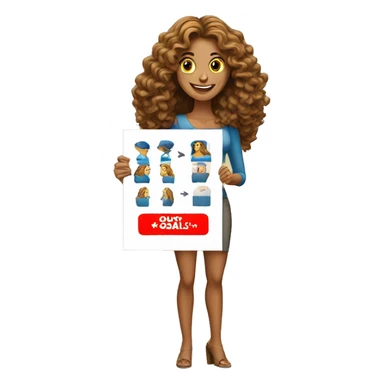 Tan woman with long curly hair relator with for sale sign  sticker