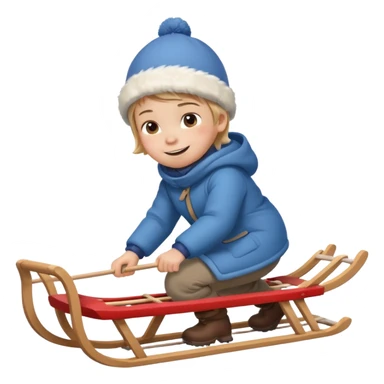 child pulling sled in snow sticker
