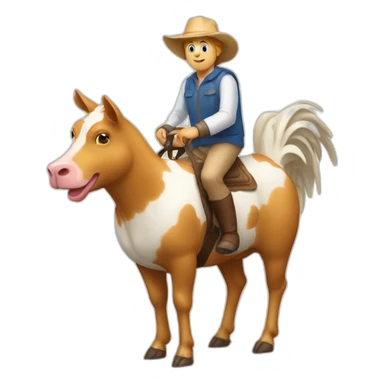 Une poule sur une vache sur un cochons sticker