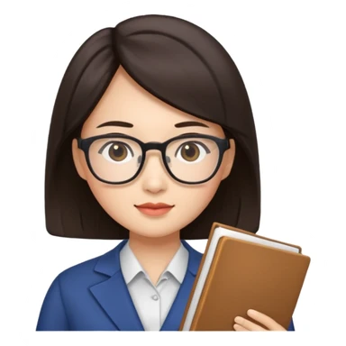 asian brunette teacher with square hair sticker