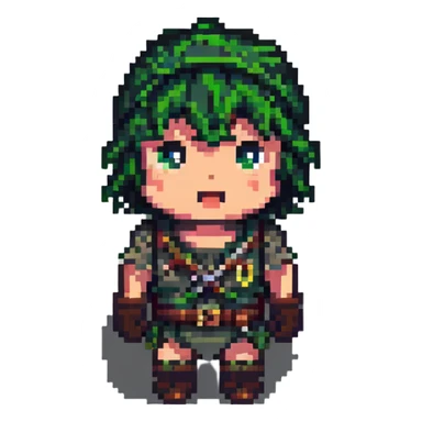 surprised Skirk from Genshin Impact, pixel art style sticker