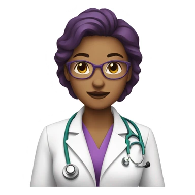 Female doctor with purple grape sticker