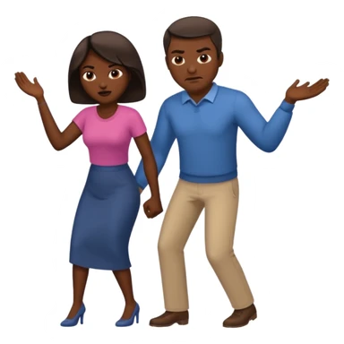 a man angrily moving his wife out the way she looks satisfied sticker