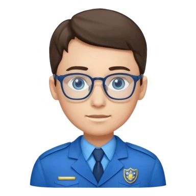 Generate from my photo blue eyes with glasses wearing care blue uniform sticker