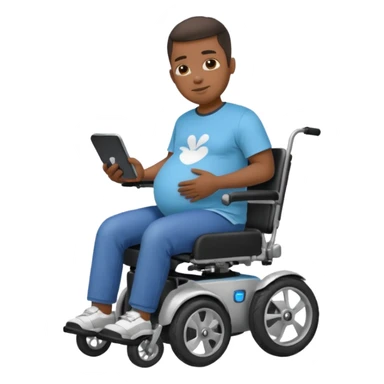 black pregnant man on motorized wheelchair sticker