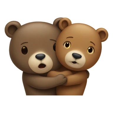 Two bears hugging, one is smaller than the other around theme are herats. sticker