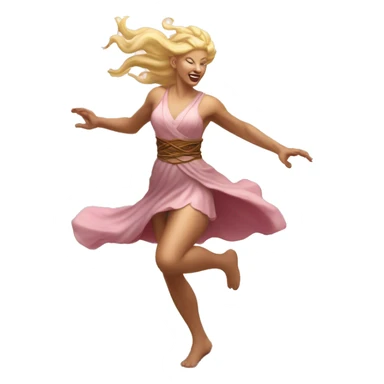 blonde Beltane cherry blossom Pagan goddess sprinting, with a large stride and arms outstretched sticker