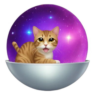 Cat on a disco bowl sticker