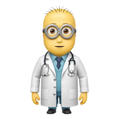 yellow minion character wearing doctor coat and stethoscope sticker