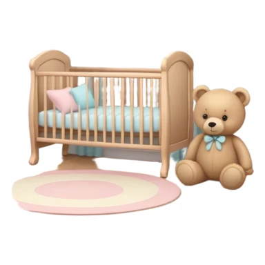 Cozy baby room with crib and teddy bear sticker