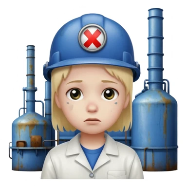 a child with a sad face works in a factory sticker