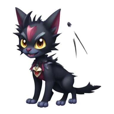   cool edgy beautiful anime-style ethereal dark-punk-themed animal vampiric Nargacuga-cat-hybrid Fakemon with big fangs and bat-wing-ears with a cape full body sticker