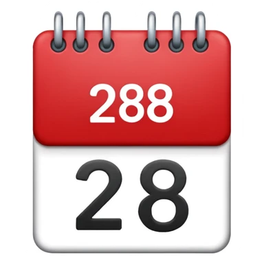 calendar with number 28 red top sticker