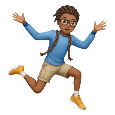 black boy with glasses and braided hair jumping sticker