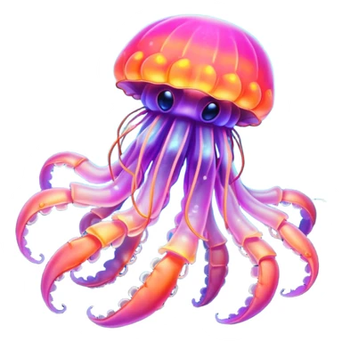 Neon glowing jellyfish-crab-squi sticker