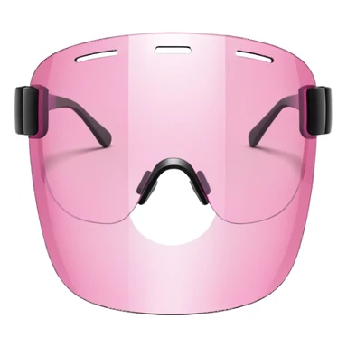 pink tinted shield visor glasses, frameless Y2K style, one continuous lens, minimalist design sticker