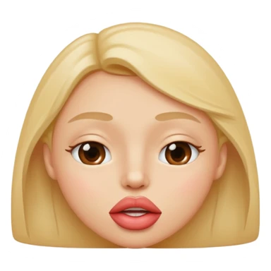 

I'd like an emoji with slightly squinty eyes, a mouth giving a tight kiss with little creases around the lips sticker