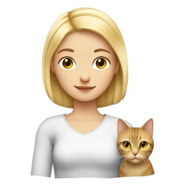 blonde girl With a square cut and a European cat in his arms sticker