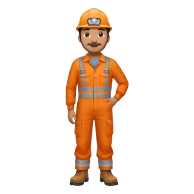Indian male railway engineer orange overalls, boots  sticker