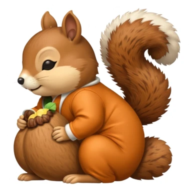 squirrel in acorn pajama suit snoring sticker