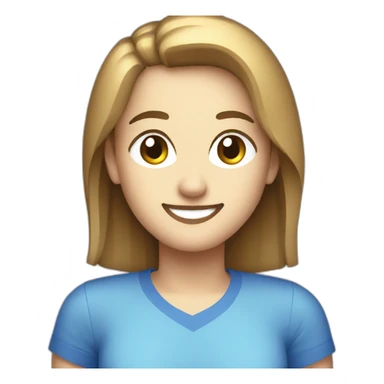 smiling girl with blue shirt flat pixelated 8-Bit sticker