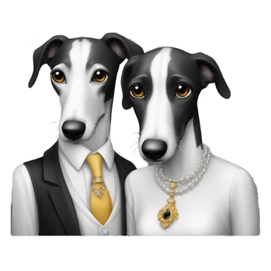 A family Two aristocrat dog black and white galgo kiss with women  sticker