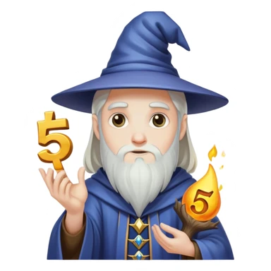 wizard holding number 5 sticker