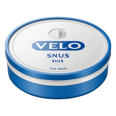 Create an emoji-style illustration of a regular VELO snus can. The can should be round, sleek, and minimalistic, with a white plastic lid and the VELO logo clearly visible. Keep the design clean and simple, matching typical emoji aesthetics, with subtle shadows and a smooth 3D look. sticker