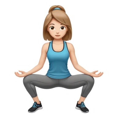 Beautiful woman with light brown shoulder length hair popping a squat without any weights sticker