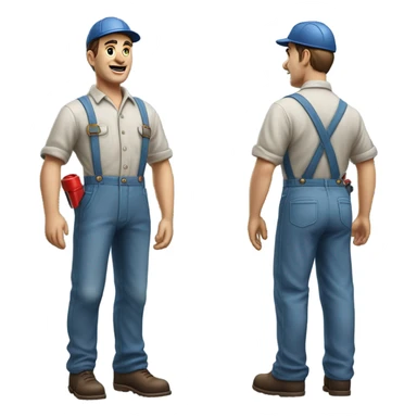 photorealistic blue collar worker 1950s sticker
