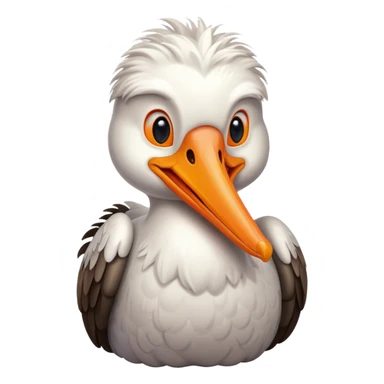 Create a really cute,  simple, cartoon pelican emoji that i can copy and paste into text sticker