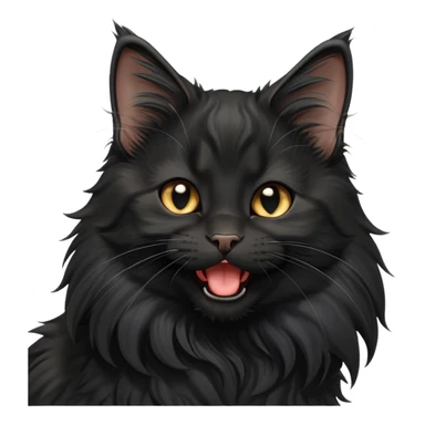 cinematic-yawning black-maine-coon-kitten-portrait-emoji,-head-tilted-playfully-and-inquisitively,-sleek--black-fur,-simplified-yet-adorable-features,-highly-detailed,-glowing-with-a-warm,-friendly-glow  sticker