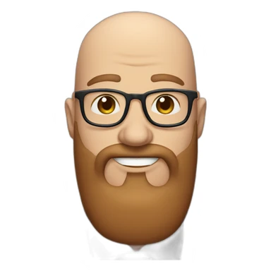 blue-eyed fat smiling bald man with a long brown beard in a blue suit with glasses sticker