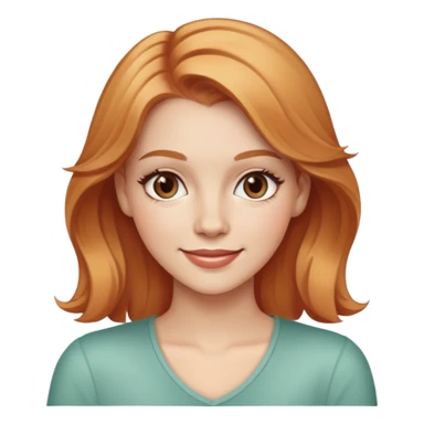 a white girl in mid 20s with strawberry blonde hair ad brown eyes pretty and smiling sticker