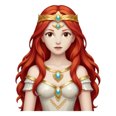 Minerva, Goddess of Wisdom from Gods and Goddesses with long red hair, ivory sequin outfit sticker