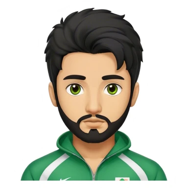 Abdul Ali : Age: Late 20s
Appearance: A strong-built South Asian man with permed long black hair, a close shave beard, and dark brown eyes.
Outfit: Green player tracksuit  sticker