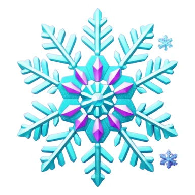 cyan and purple snowflake glitter sticker