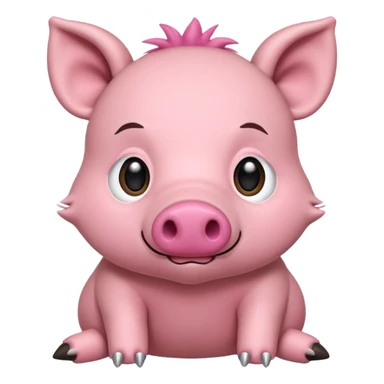 Chibi style stuffed animal boar. I has buttons for eyes and exaggerated stitching sticker