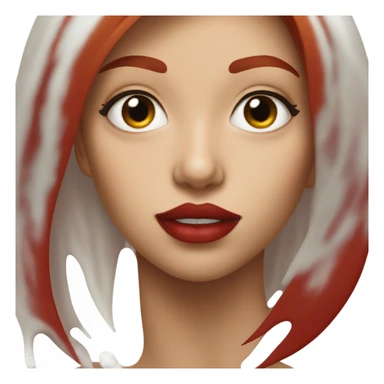 Red hair Lipstick Face covered in milk liquid sticker