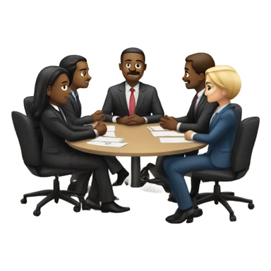 5 people business meeting sitting at a table sticker