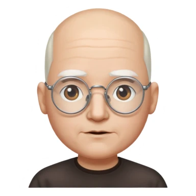 chauve cheveux blanc visage rond lunette gros sourcils sticker