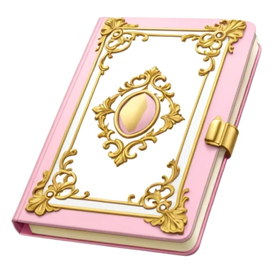 Notebook rococo style, gold and pink and white. angled view sticker