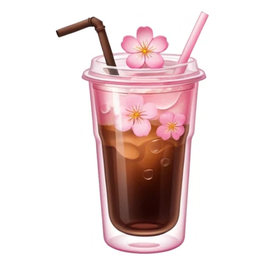 Cold brew coffee with sakura flower pink mini small size glas sticker