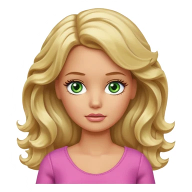 sad Barbie with blonde wavy hair green eyes and tan skin sticker