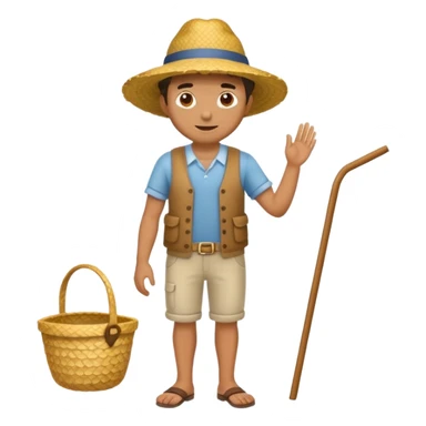 full body man with strow hat sticker